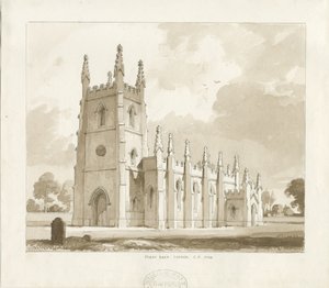 Perry Barr Church: rysunek w sepii autorstwa Thomas Peploe Wood