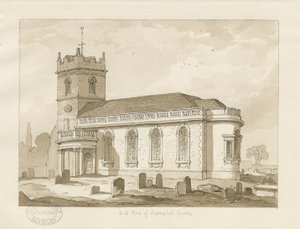 Kościół Shareshill: rysunek w sepii, 1837 autorstwa Thomas Peploe Wood