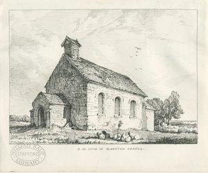 Stafford - Marston Chapel: rysunek piórem i tuszem autorstwa Thomas Peploe Wood
