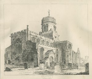 Stafford - Kościół Mariacki: rysunek piórem i tuszem, bd [c 1837] (rysunek) autorstwa Thomas Peploe Wood