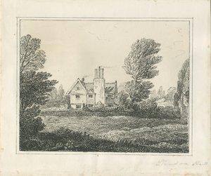 Standon Hall: rysunek piórkiem i tuszem, nd [?połowa XIX wieku] (rysunek) autorstwa Thomas Peploe Wood