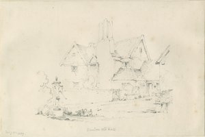 Standon Hall: rysunek ołówkiem, 25 lutego 1839 autorstwa Thomas Peploe Wood