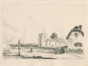 Stowe Church: rysunek piórem i tuszem autorstwa Thomas Peploe Wood