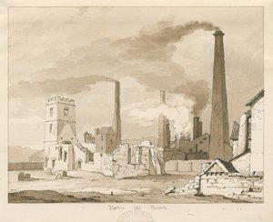 Tipton Old Church: rysunek w sepii, 1837 autorstwa Thomas Peploe Wood