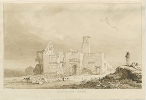 Tittensor - Stary Dwór: rysunek rozmyty sepii, 1837 autorstwa Thomas Peploe Wood