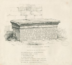 Tixall Church Yard - Table Tomb: rysunek piórem i tuszem autorstwa Thomas Peploe Wood