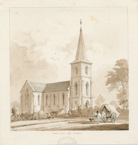 Trentham - „Trent Vale New Church”: rysunek w sepii, nd [1842, por. Wood Portfolio 148]] (rysunek)