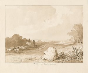 Trysull - „Kamień wojny w pobliżu Seisdon Common”: rysunek ołówkiem i sepią, 1837 autorstwa Thomas Peploe Wood