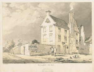 Wednesfield - „Old Hall”: sepia, rysunek piórem i podbarwieniem, 1837 autorstwa Thomas Peploe Wood