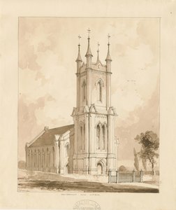 West Bromwich Church [Nowość]: rysunek w sepii autorstwa Thomas Peploe Wood