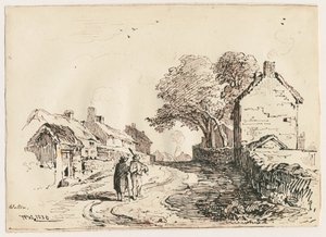 Wetton - Village Street: rysunek piórem i tuszem, 1836 autorstwa Thomas Peploe Wood