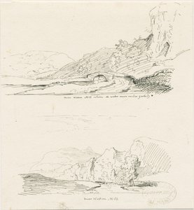 Wetton Mill: rysunek piórem i tuszem, bd [1817-1845] autorstwa Thomas Peploe Wood