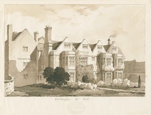 Whittington Hall: rysunek długopisem i praniem, 1836 autorstwa Thomas Peploe Wood