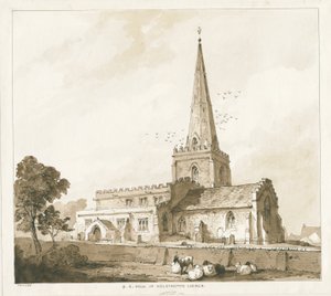 Kościół Wolstanton: grawerowanie i [?XIX wiek] autorstwa Thomas Peploe Wood