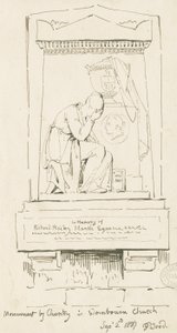 Kościół Wombourne - Pomnik Richarda Baileya Marsha: rysunek piórem i sepią, 2 września 1837 (rysunek) autorstwa Thomas Peploe Wood