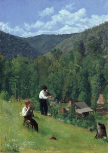 Rolnik i jego syn podczas zbiorów, 1879 autorstwa Thomas Pollock Anschutz