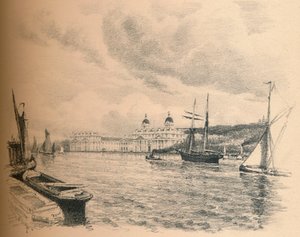 Pałac w Greenwich z rzeki, 1902 autorstwa Thomas Robert Way
