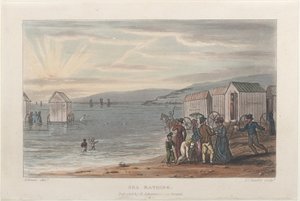 Kąpiel w morzu, z Poetical Sketches of Scarborough, 1813., 1813. Twórcy: Thomas Rowlandson, Joseph Constantine Stadler, J. Bluck.