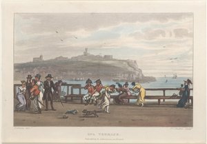 Spa Terrace, z Poetycznych szkiców Scarborough, 1813., 1813. Twórcy: Thomas Rowlandson, Joseph Constantine Stadler, J. Bluck.