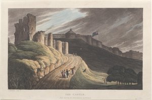 Zamek, z Poetyckich szkiców Scarborough, 1813., 1813. Twórcy: Thomas Rowlandson, Joseph Constantine Stadler, J. Bluck.