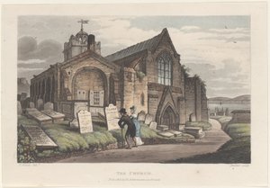 Kościół, z Poetical Sketches of Scarborough, 1813., 1813. Twórcy: Thomas Rowlandson, Joseph Constantine Stadler, J. Bluck.