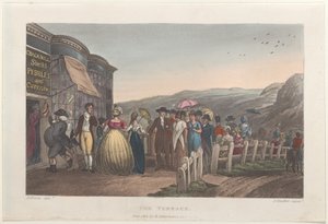 Taras, z Poetyckich szkiców Scarborough, 1813., 1813. Twórcy: Thomas Rowlandson, Joseph Constantine Stadler, J. Bluck.