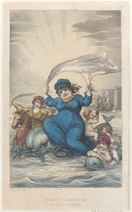 Widow Ducker & Her Nymphs, z Poetical Sketches of Scarborough, 1813., 1813. Twórcy: Thomas Rowlandson, Joseph Constantine Stadler, J. Bluck.