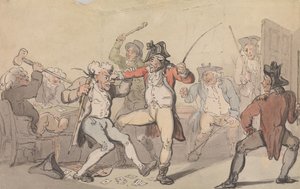 Wykryto czarną nogę wydającą karty autorstwa Thomas Rowlandson