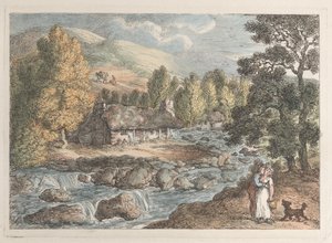 Kornwalijski wodospad, z Views in Cornwall, 1812., 1812. autorstwa Thomas Rowlandson