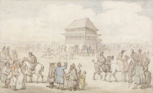 Spotkanie zatłoczonego wyścigu, ok. 1805-10 (pióro i atrament oraz w/c na papierze) autorstwa Thomas Rowlandson