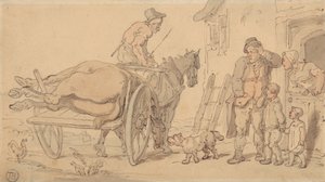 Martwy koń na wózku Knackera autorstwa Thomas Rowlandson