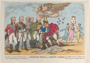 Delikatne wykończenie francuskiego uzurpatora, 20 kwietnia 1814, 20 kwietnia 1814. autorstwa Thomas Rowlandson
