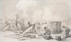 Francuska dywizja artylerii w akcji (akwarela) autorstwa Thomas Rowlandson