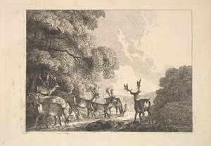Grupa pijących jeleni, 1784-88. autorstwa Thomas Rowlandson