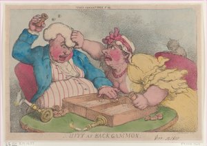 Hitt at Backgammon, 9 listopada 1810, 9 listopada 1810. autorstwa Thomas Rowlandson