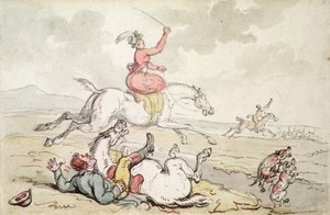 Incydent na polowaniu (pióro i atrament oraz akwarela na papierze) autorstwa Thomas Rowlandson