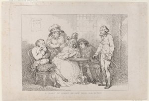 Kobieta w zawieszeniu, czyli odrzucony wniosek o zwolnienie za kaucją dla Żyda autorstwa Thomas Rowlandson