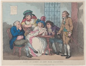 Dama w stanie zawieszenia, czyli odrzucenie kaucji przez Żydów, 1 lipca 1802, 1 lipca 1802. autorstwa Thomas Rowlandson