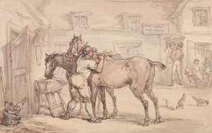 Stajnia wynajmująca konie autorstwa Thomas Rowlandson