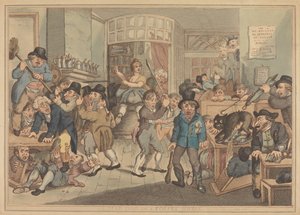 Szalony pies w kawiarni autorstwa Thomas Rowlandson