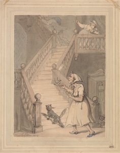 Niezamężna ciotka wyczuwająca zapach ognia autorstwa Thomas Rowlandson