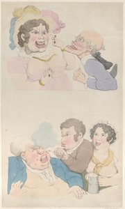 Mężczyzna zwabiony przez kobietę i palący klienta, 1800 ., 1800 . autorstwa Thomas Rowlandson