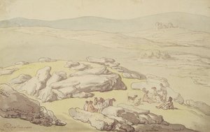Piknik w Dartmoor (pióro i atrament oraz akwarela na papierze) autorstwa Thomas Rowlandson