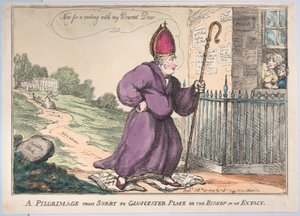 Pielgrzymka z Surry do Gloucester Place lub Bishop in a Extacy, 27 lutego 1809. autorstwa Thomas Rowlandson