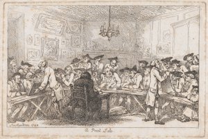 Wyprzedaż druków — aukcja nocna, 1788., 1788. autorstwa Thomas Rowlandson