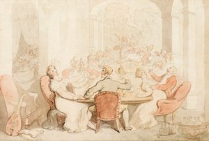 Ochrypły lunch w wiejskim domu (pranie tuszu i koloru na papierze) autorstwa Thomas Rowlandson