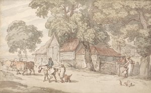 Droga obok gospodarstwa rolnego autorstwa Thomas Rowlandson