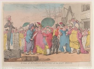 Sprzedaż angielskich piękności w Indiach Wschodnich, [10 maja 1811], przedruk, [10 maja 1811], przedruk. autorstwa Thomas Rowlandson