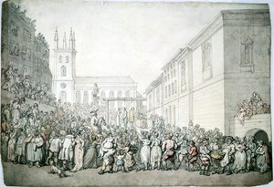 Publiczna egzekucja w Newgate w Londynie, koniec XVIII wieku autorstwa Thomas Rowlandson