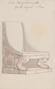 Antyczne krzesło z białego marmuru, wzorowane na oryginalnym egzemplarzu z Rzymu autorstwa Thomas Rowlandson